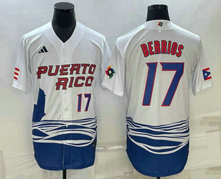 Mens Puerto Rico Baseball #17 Jose Berrios Number 2023 White World Baseball Classic Stitched Jerseys->2023 world baseball classic->MLB Jersey